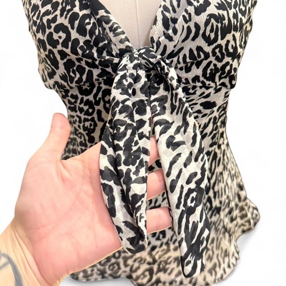 Leopard Print Y2K Tie Detail Top. Sz 8 Animal Print Going Out Party - Picture 2 of 7